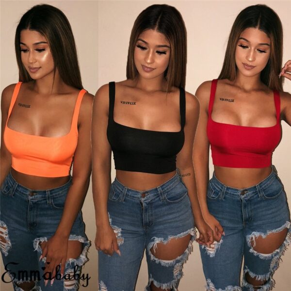 Solid Strappy Tank Crop Top