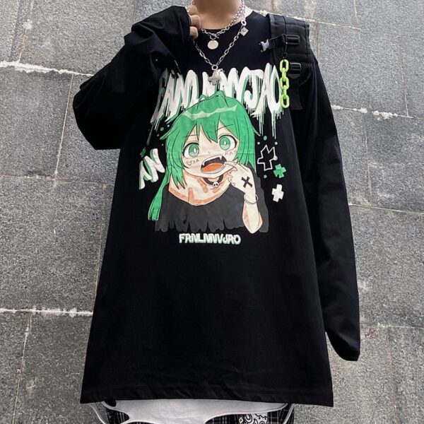 Anime Harajuku Loose Long Sleeve T-shirt - Image 2