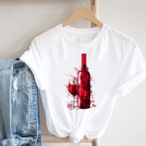 Wine Short Sleeve Graphic T-shirt