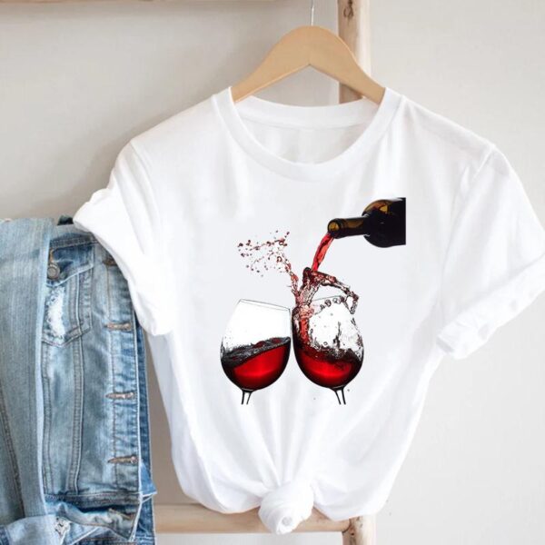 Wine Short Sleeve Graphic T-shirt - Image 3