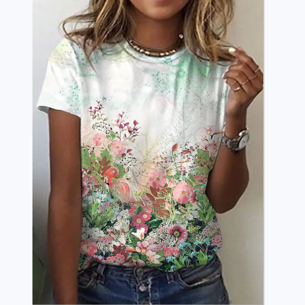 3D Floral Print T-shirt - Image 2