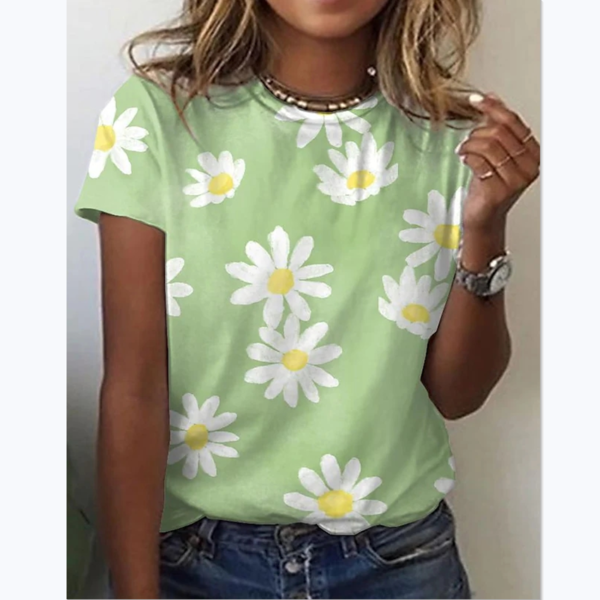 3D Floral Print T-shirt - Image 4