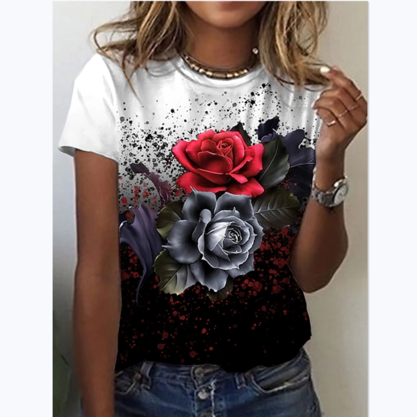 3D Floral Print T-shirt - Image 5