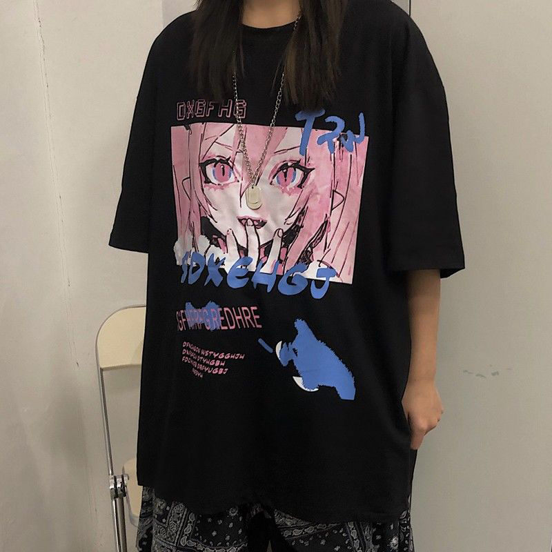 Anime Oversized Short-Sleeve Streetwear T-Shirt - Super-Tees