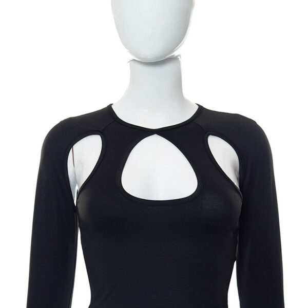 Hollow Out Long Sleeve Crop Top T-Shirt - Image 6