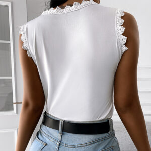 Vintage Lace Jacquard Sleeveless T-Shirt