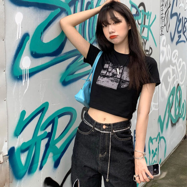 Black Goth Harajuku Vintage T-Shirt - Image 5