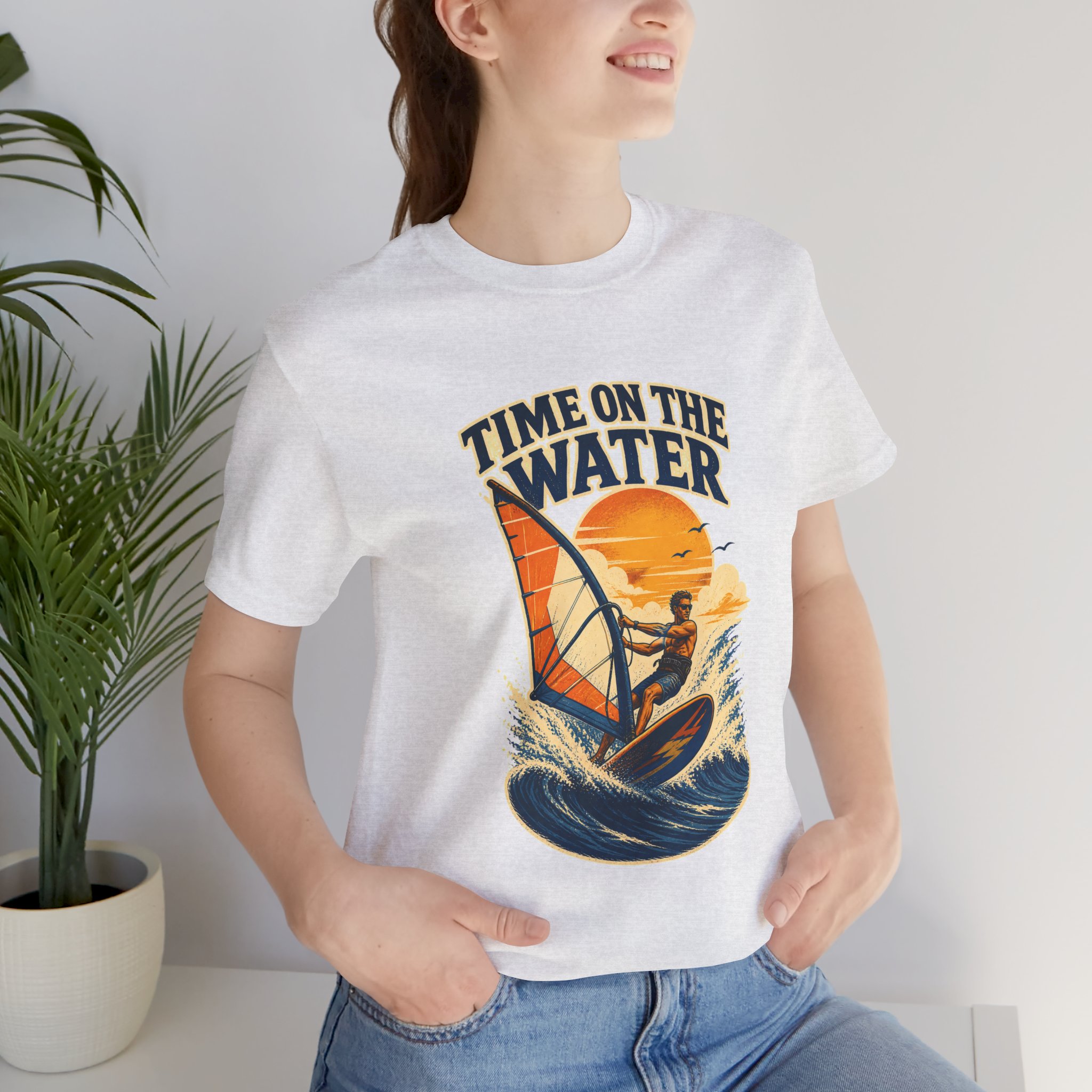 Time on the Water windsurfing tee | Sailboard graphic shirt - Image 15