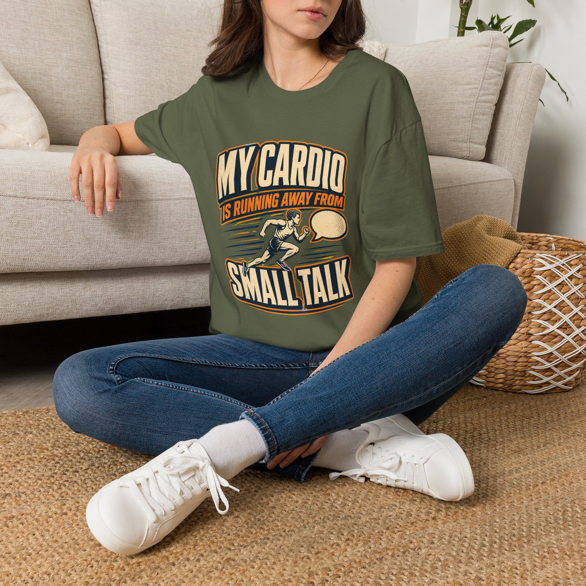 My Cardio Is Running Away From Small Talk T-Shirt | Funny Workout Tee - Image 11