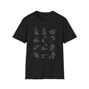 Kiteboarding Icons T-Shirt | Windsurfing, Kite Surfing Line Art