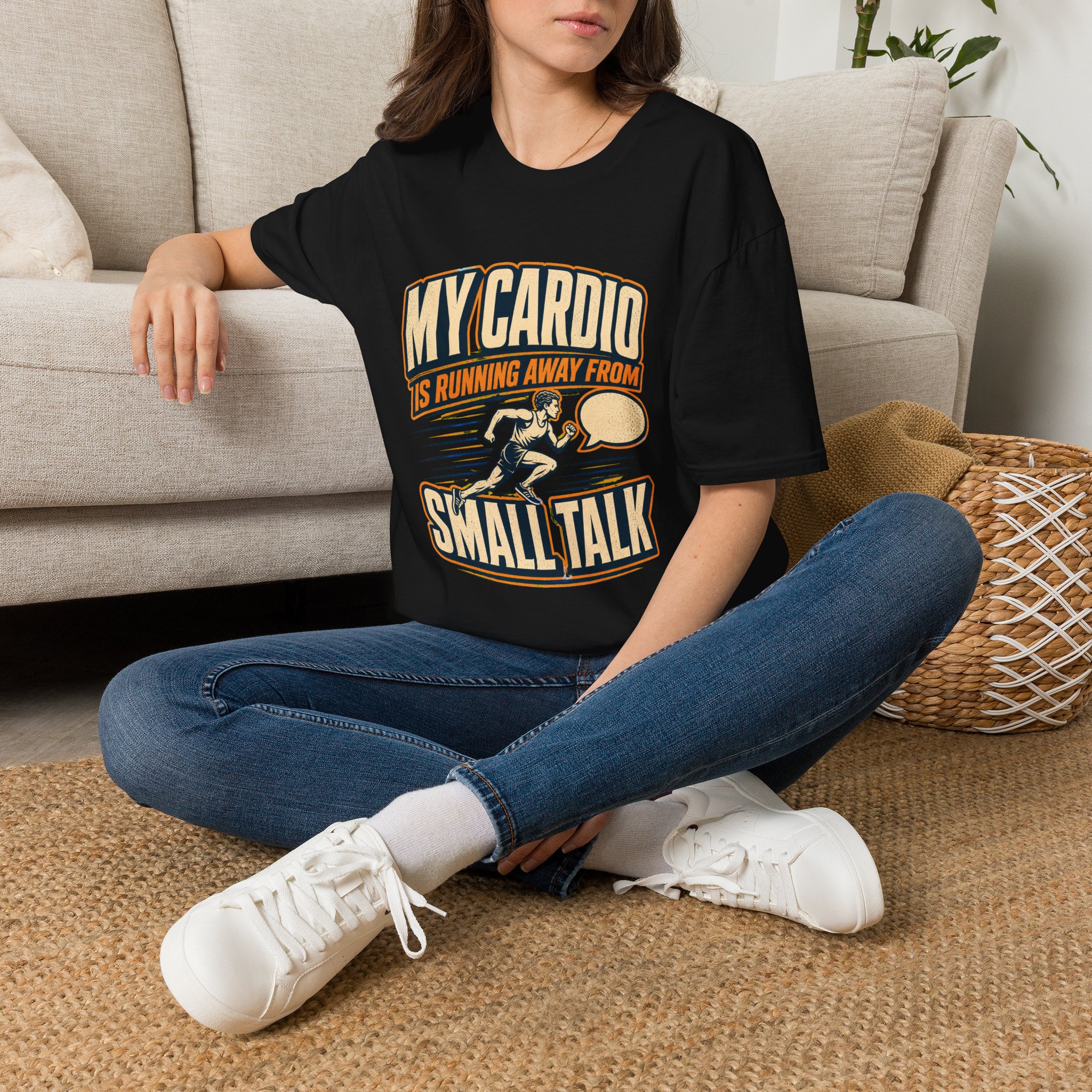 My Cardio Is Running Away From Small Talk T-Shirt | Funny Workout Tee - Image 4