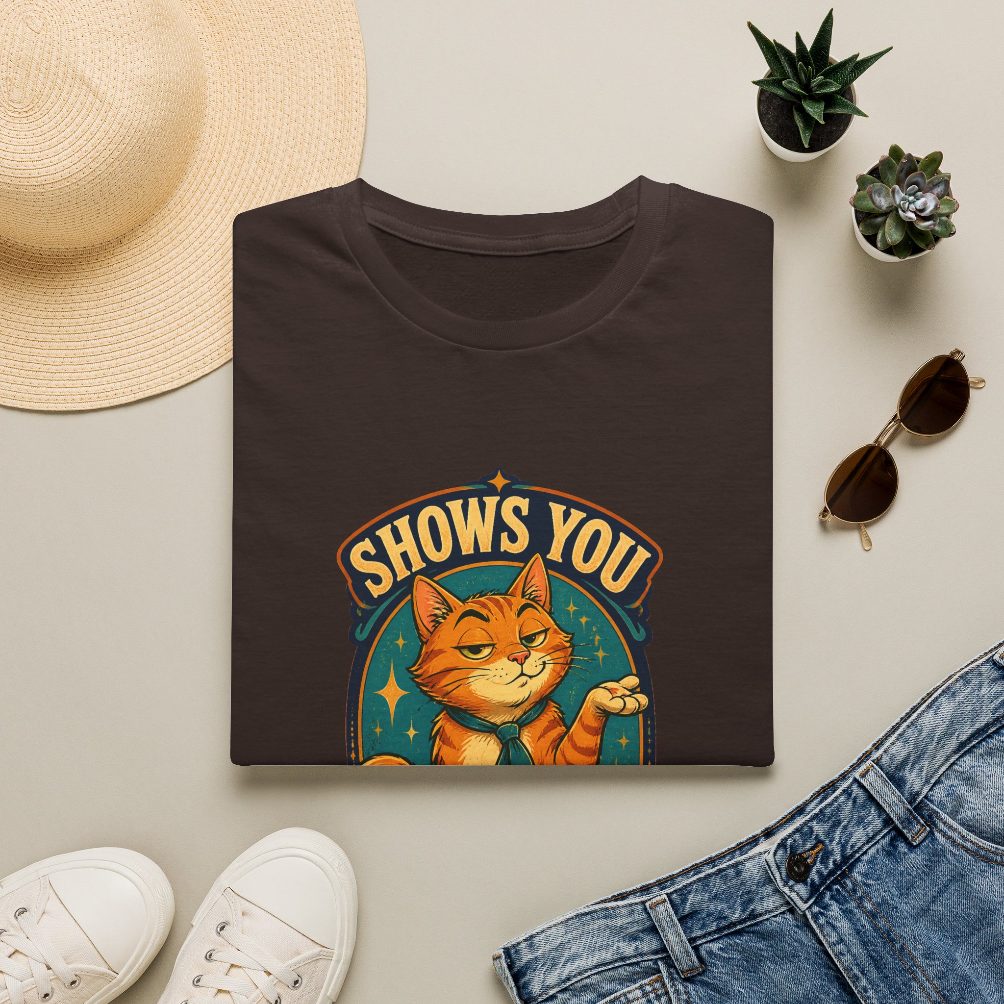 Cat Illustration Shows You What You Know T-Shirt | Retro Orange Cat Tee - Image 12