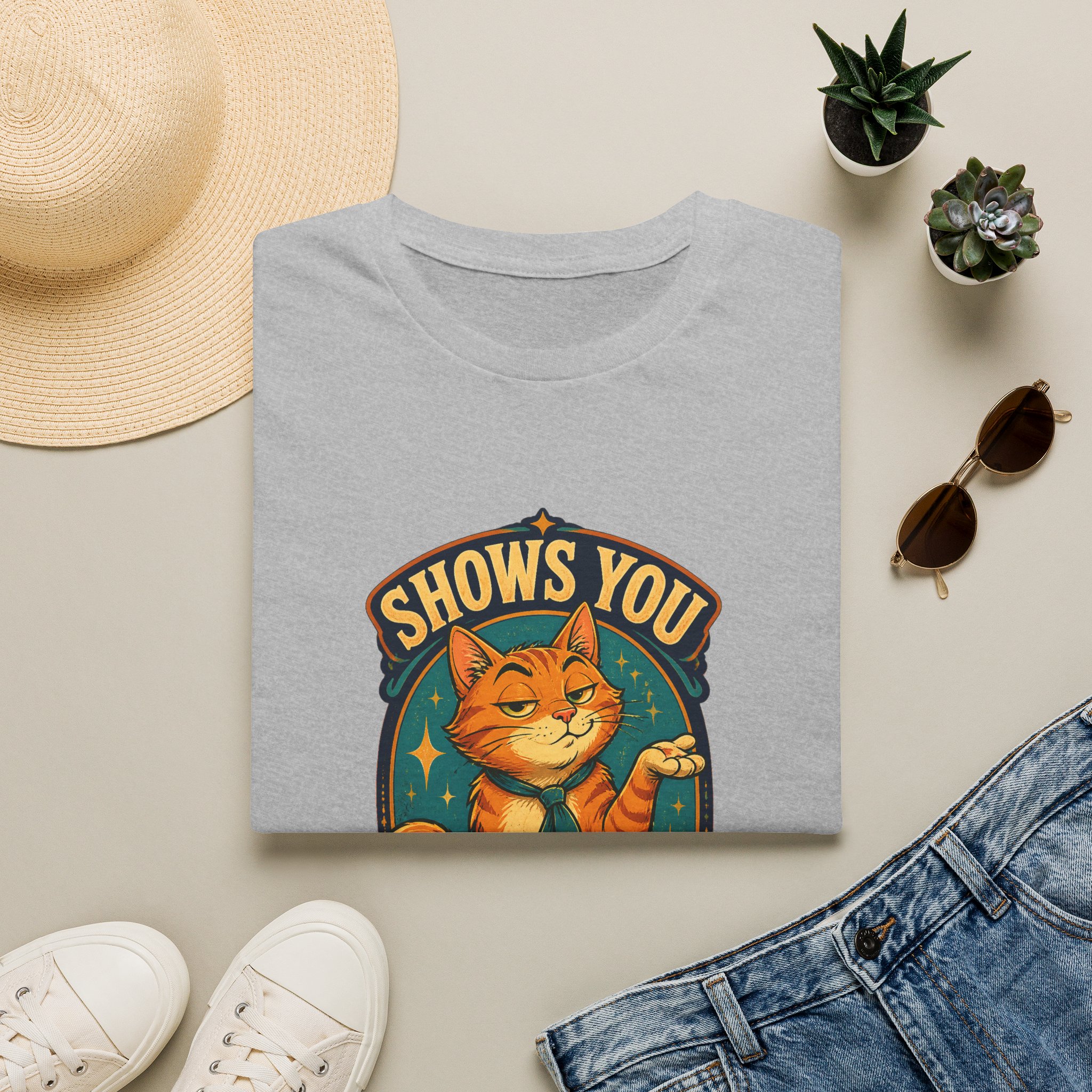 Cat Illustration Shows You What You Know T-Shirt | Retro Orange Cat Tee - Image 9