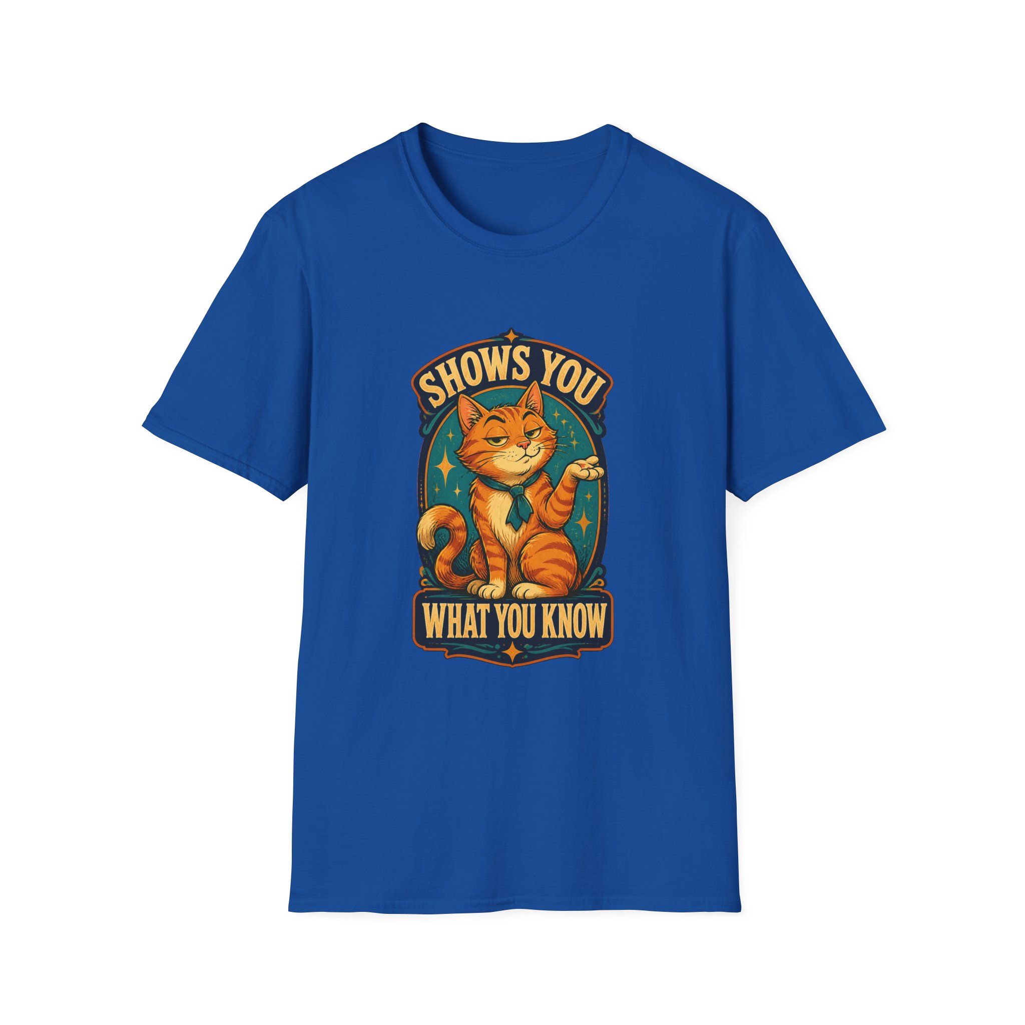 Cat Illustration Shows You What You Know T-Shirt | Retro Orange Cat Tee - Image 16