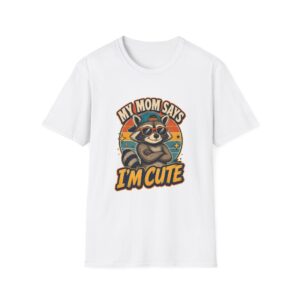 My Mom Says I am Cute Raccoon T-Shirt | Retro Sunglasses Design