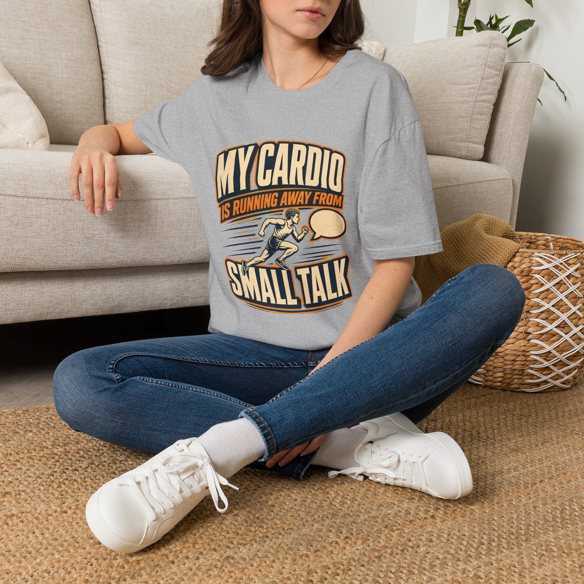 My Cardio Is Running Away From Small Talk T-Shirt | Funny Workout Tee - Image 7