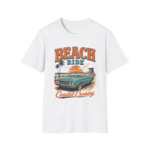 Beach Ride Coastal Cruising T-Shirt | Vintage Sunset Palm Car