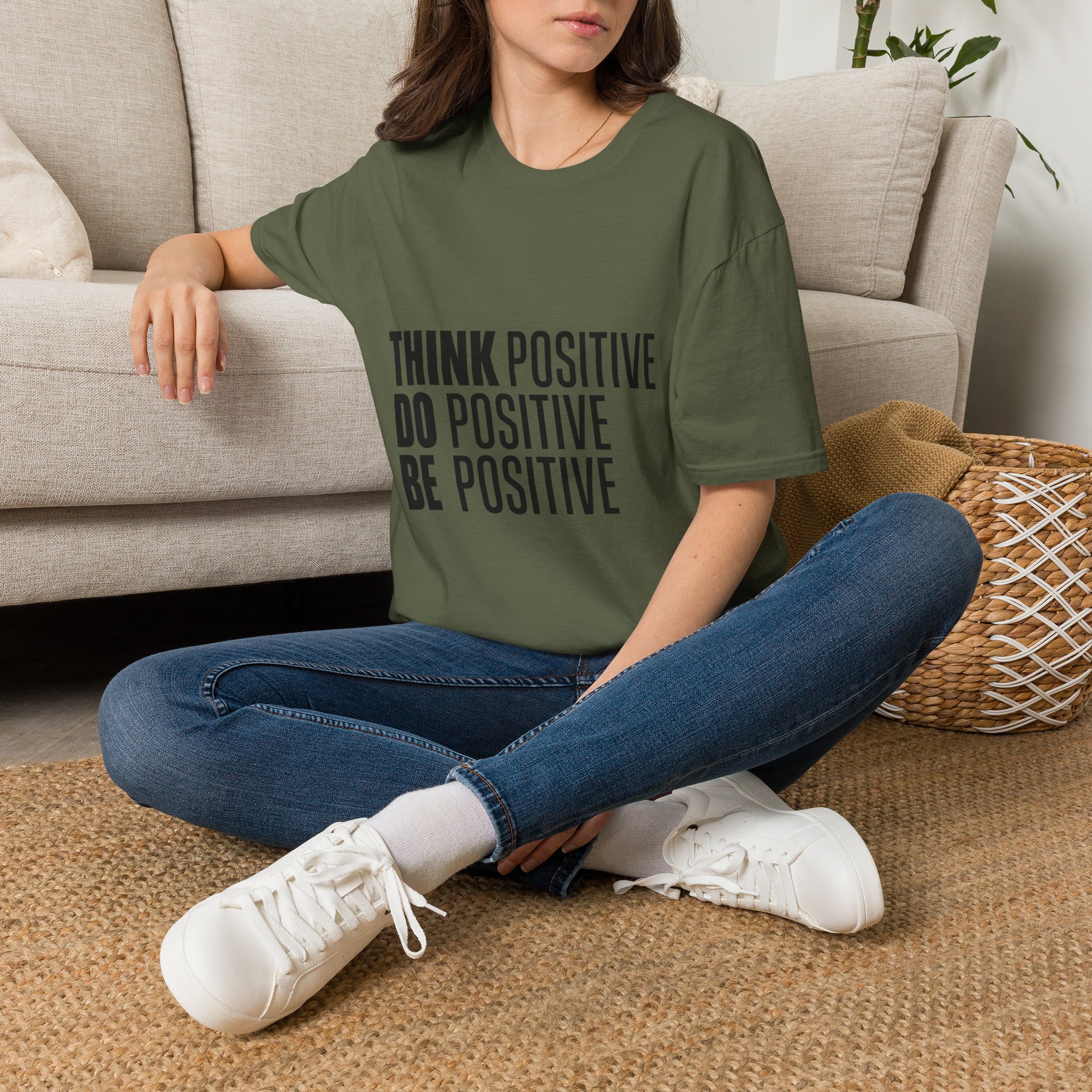 Think Positive Do Positive Be Positive T-Shirt | Motivational Typography Tee - Image 10