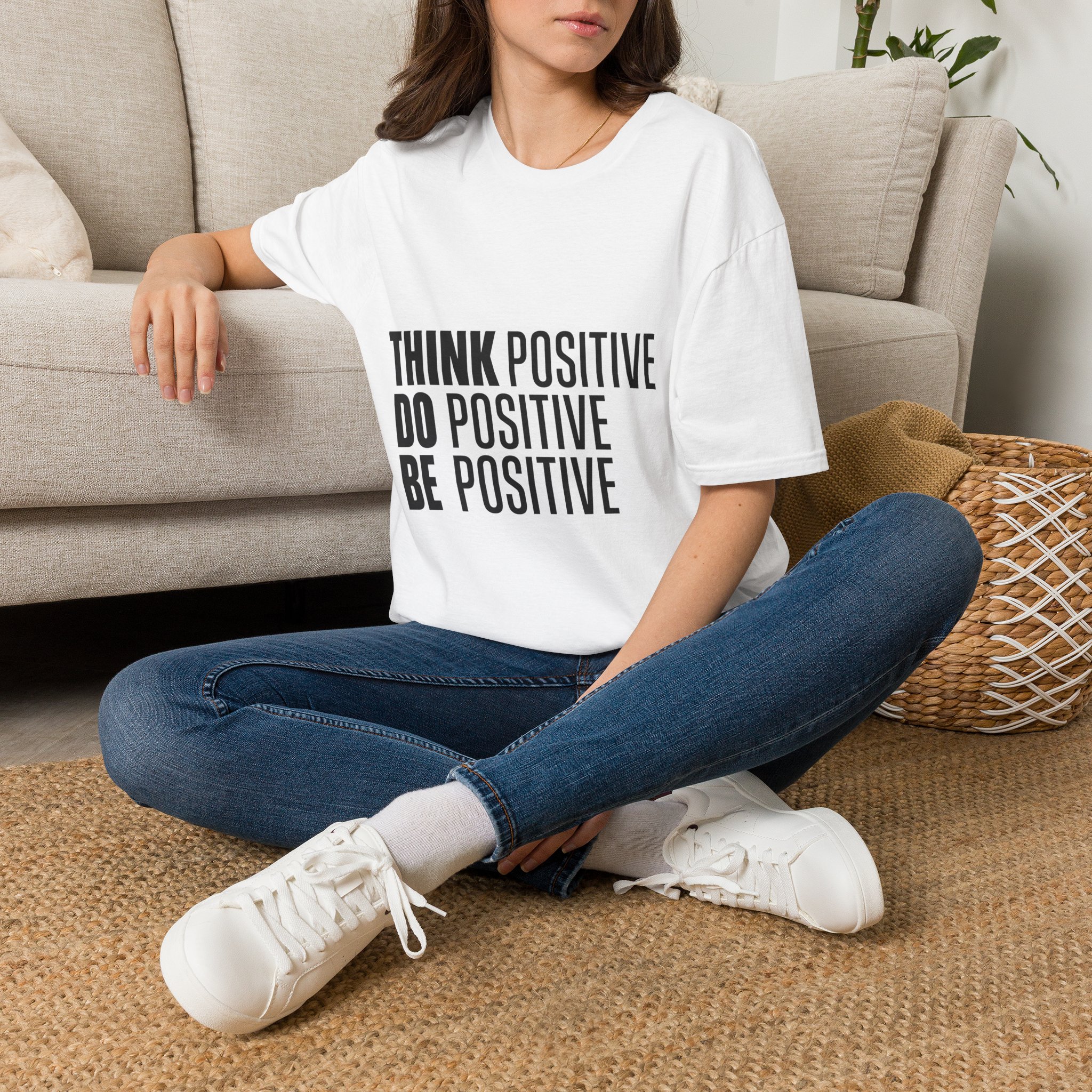 Think Positive Do Positive Be Positive T-Shirt | Motivational Typography Tee - Image 2