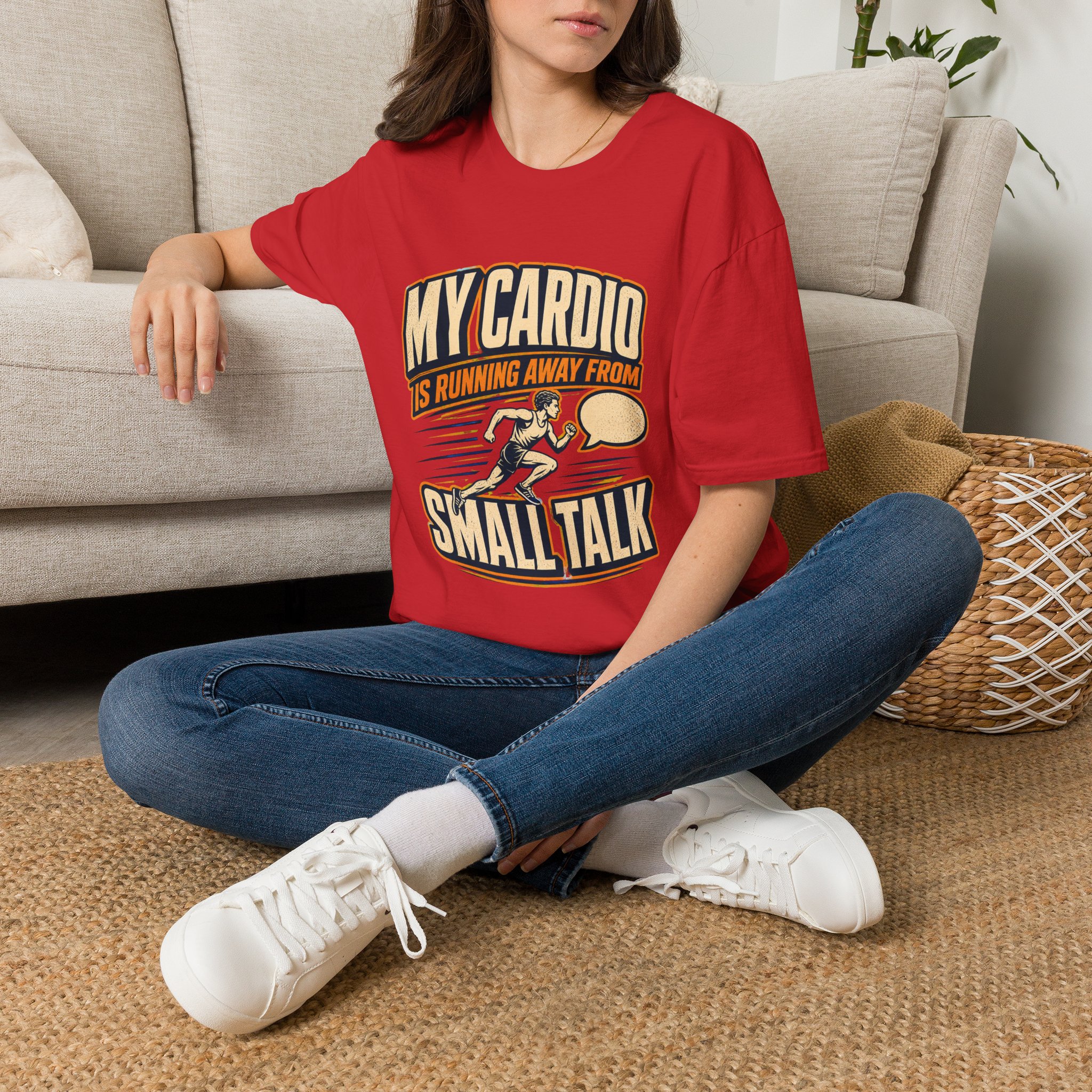 My Cardio Is Running Away From Small Talk T-Shirt | Funny Workout Tee - Image 19