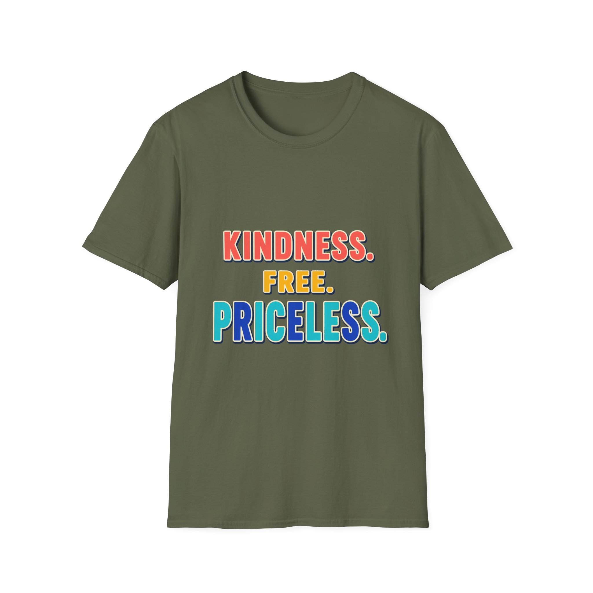 Kindness. Free. Priceless. T-Shirt | Positive Message, Rainbow Text - Image 13