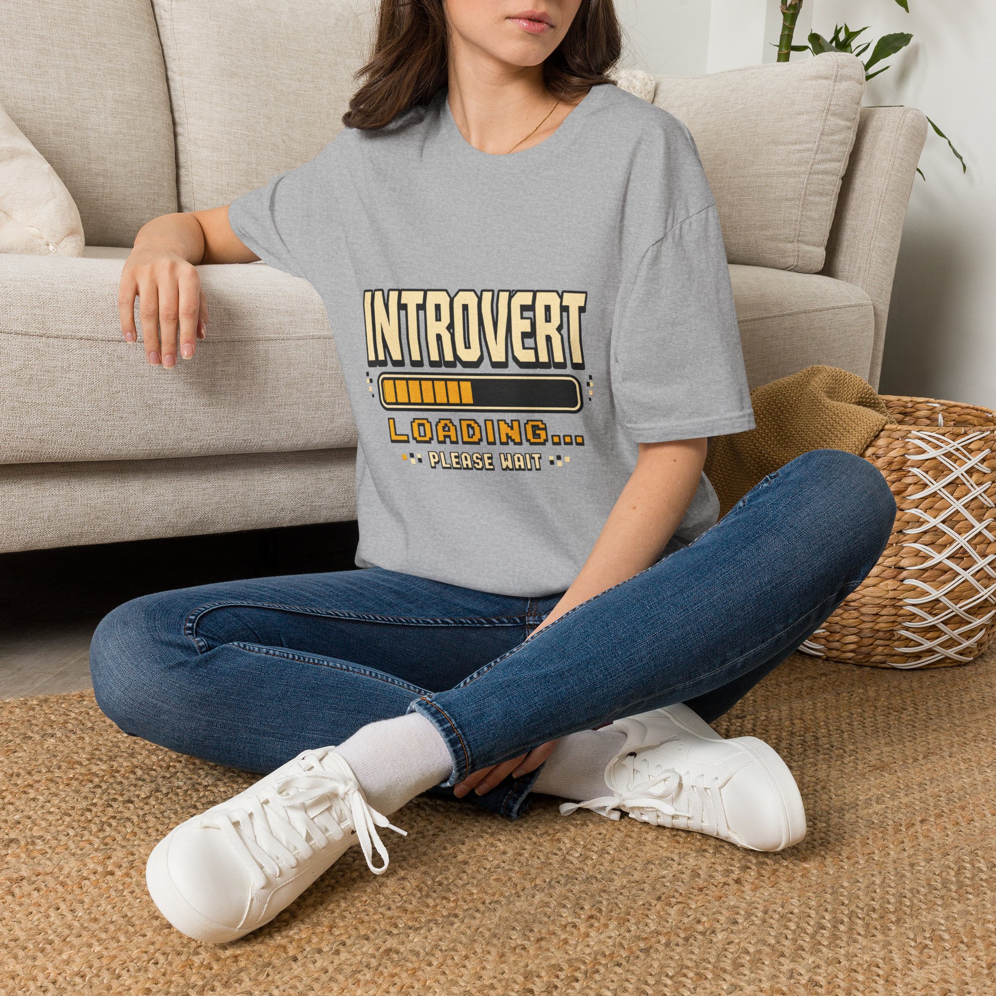 Introvert Loading Graphic Tee | Introvert Shirt, Loading Bar Design - Image 6