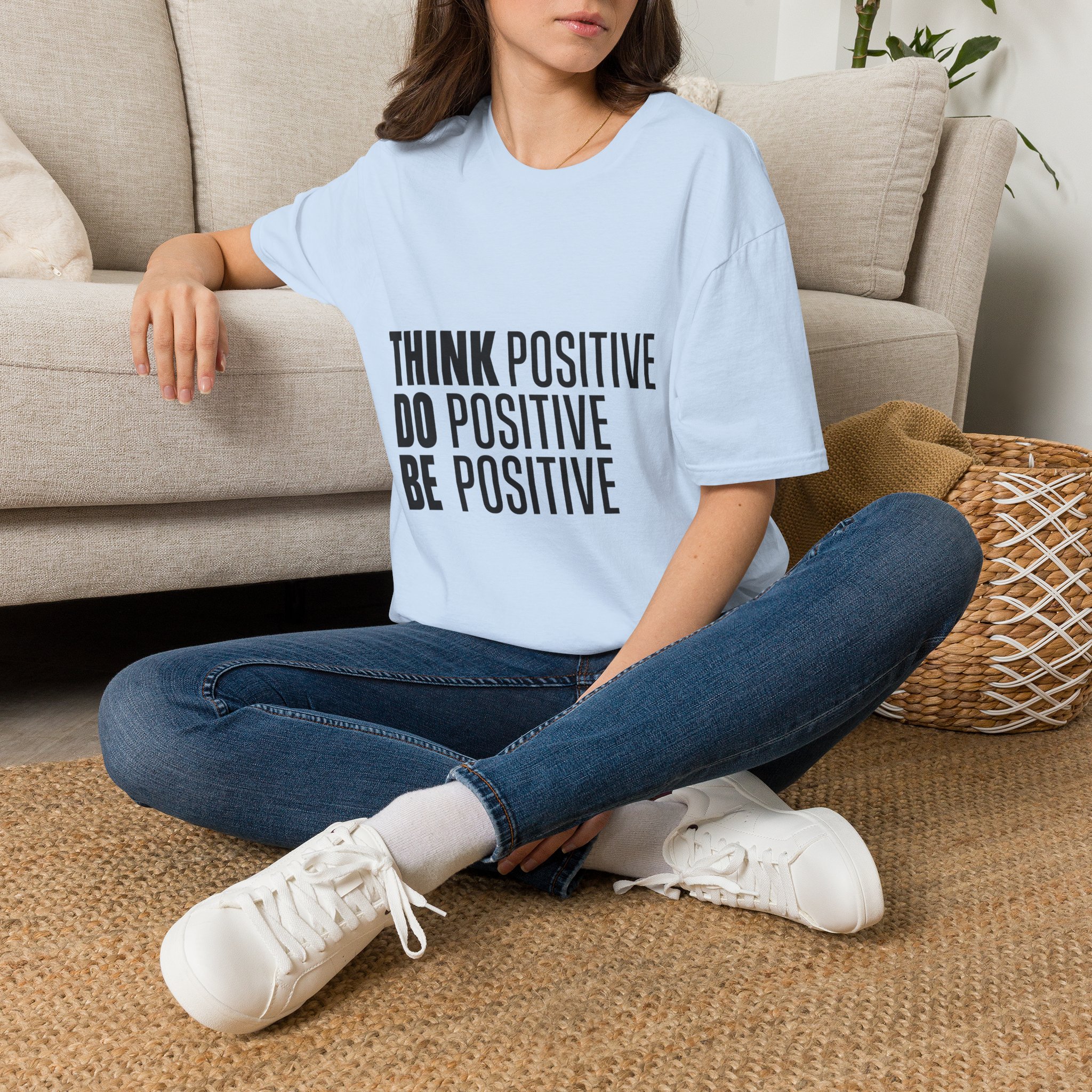 Think Positive Do Positive Be Positive T-Shirt | Motivational Typography Tee - Image 13