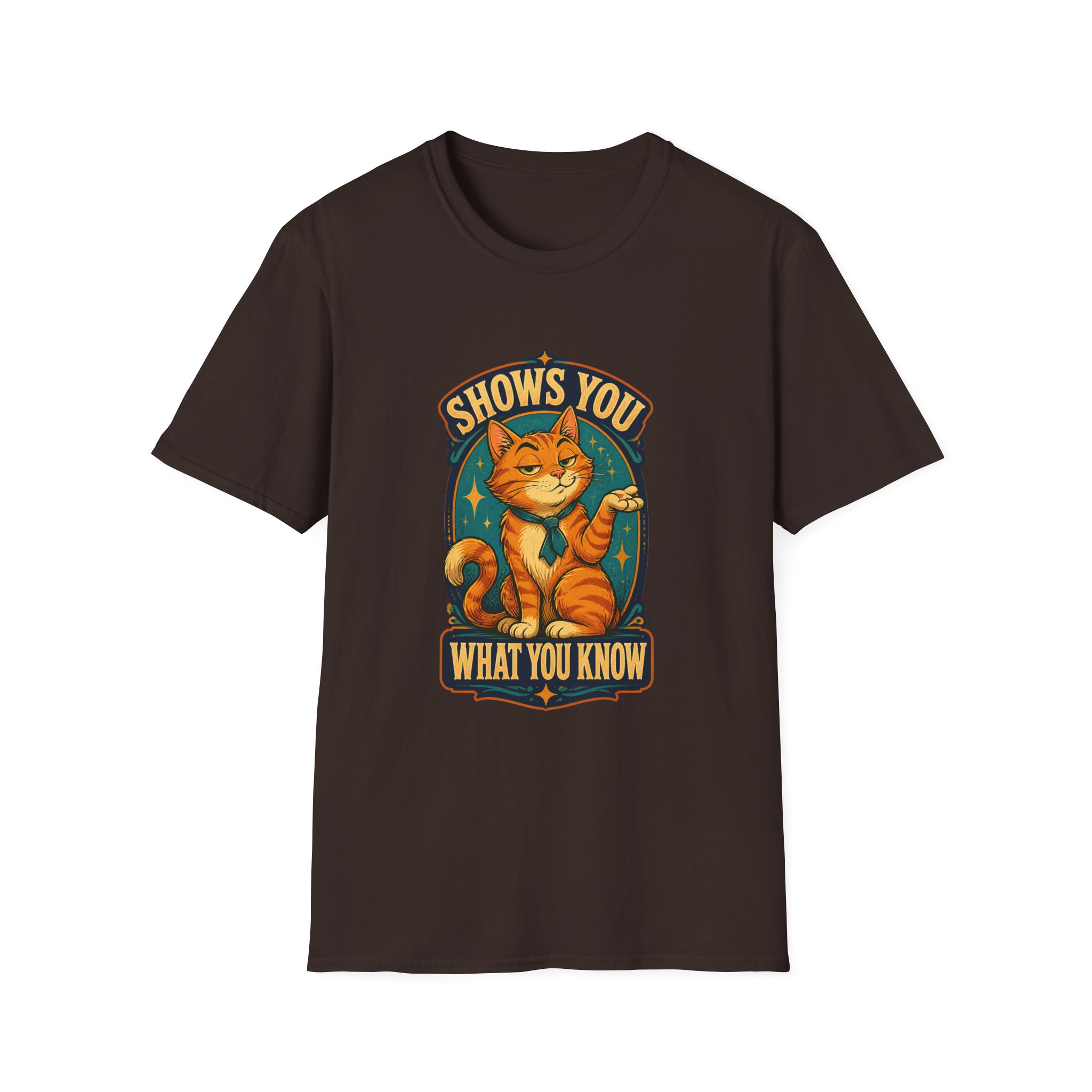 Cat Illustration Shows You What You Know T-Shirt | Retro Orange Cat Tee - Image 11