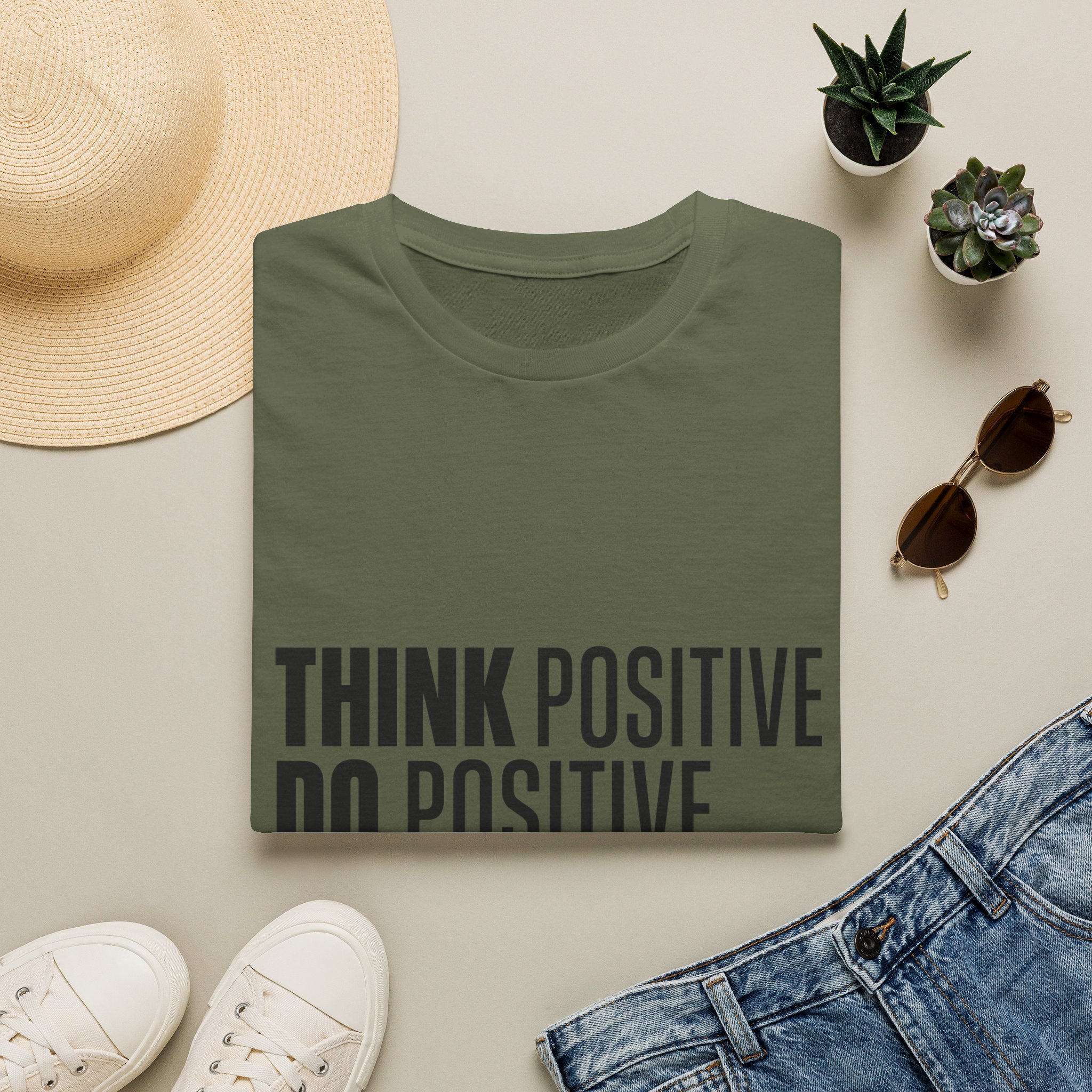Think Positive Do Positive Be Positive T-Shirt | Motivational Typography Tee - Image 11