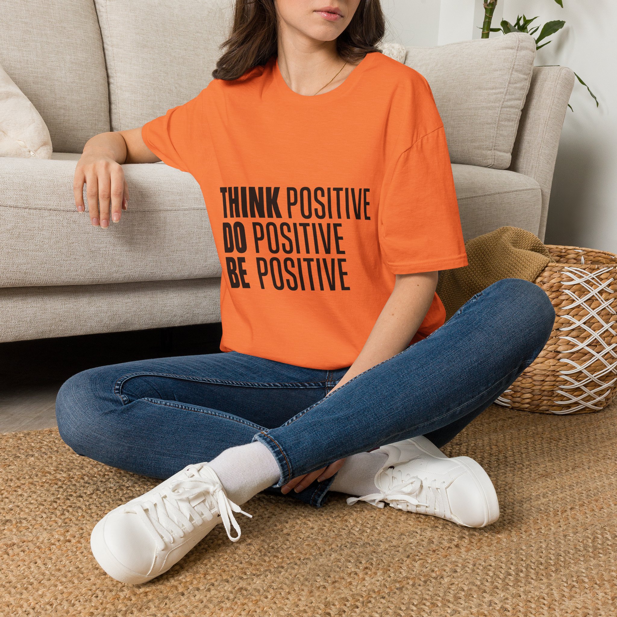 Think Positive Do Positive Be Positive T-Shirt | Motivational Typography Tee - Image 18