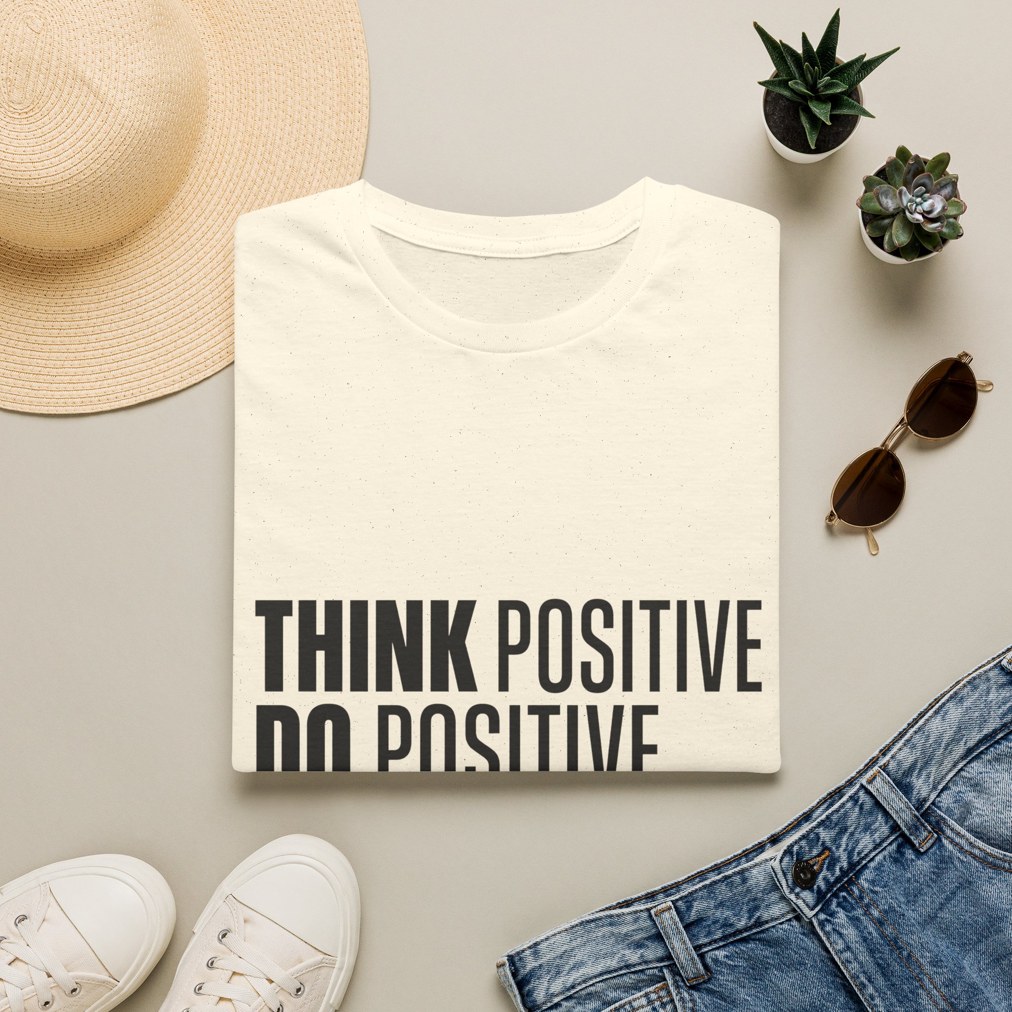 Think Positive Do Positive Be Positive T-Shirt | Motivational Typography Tee - Image 8