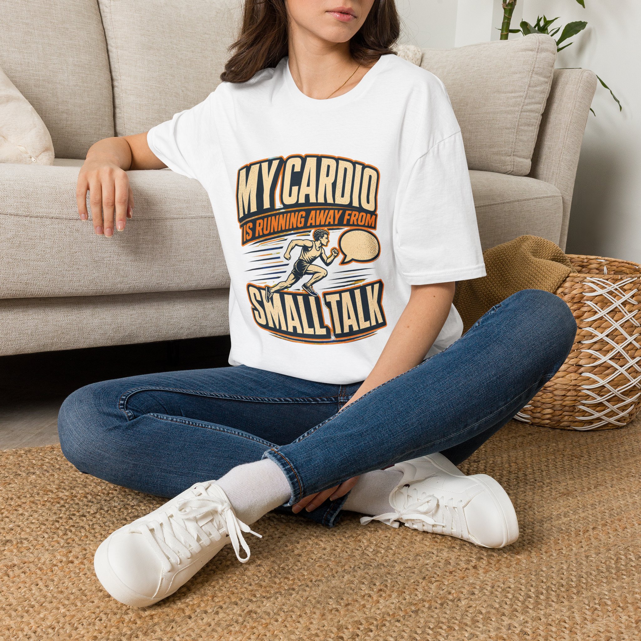 My Cardio Is Running Away From Small Talk T-Shirt | Funny Workout Tee - Image 2