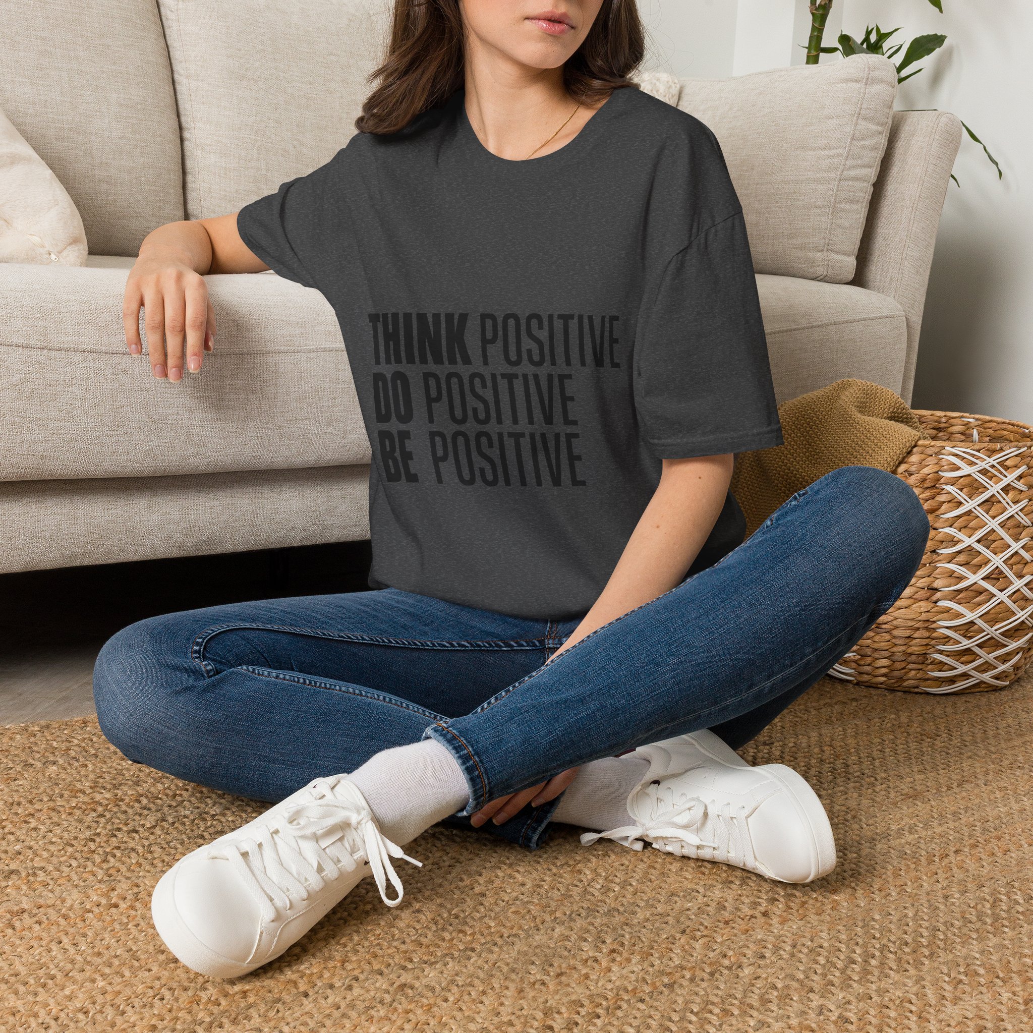 Think Positive Do Positive Be Positive T-Shirt | Motivational Typography Tee - Image 16