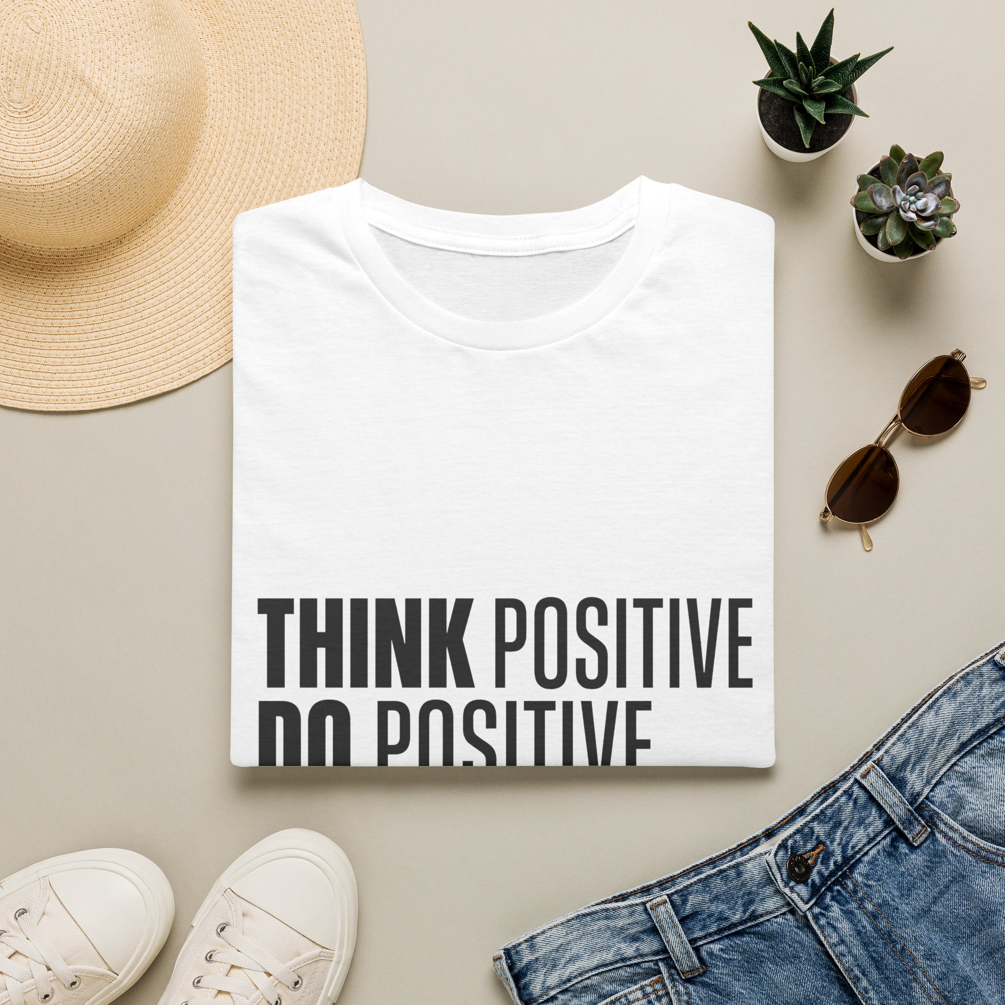 Think Positive Do Positive Be Positive T-Shirt | Inspirational Quote Tee - Image 2