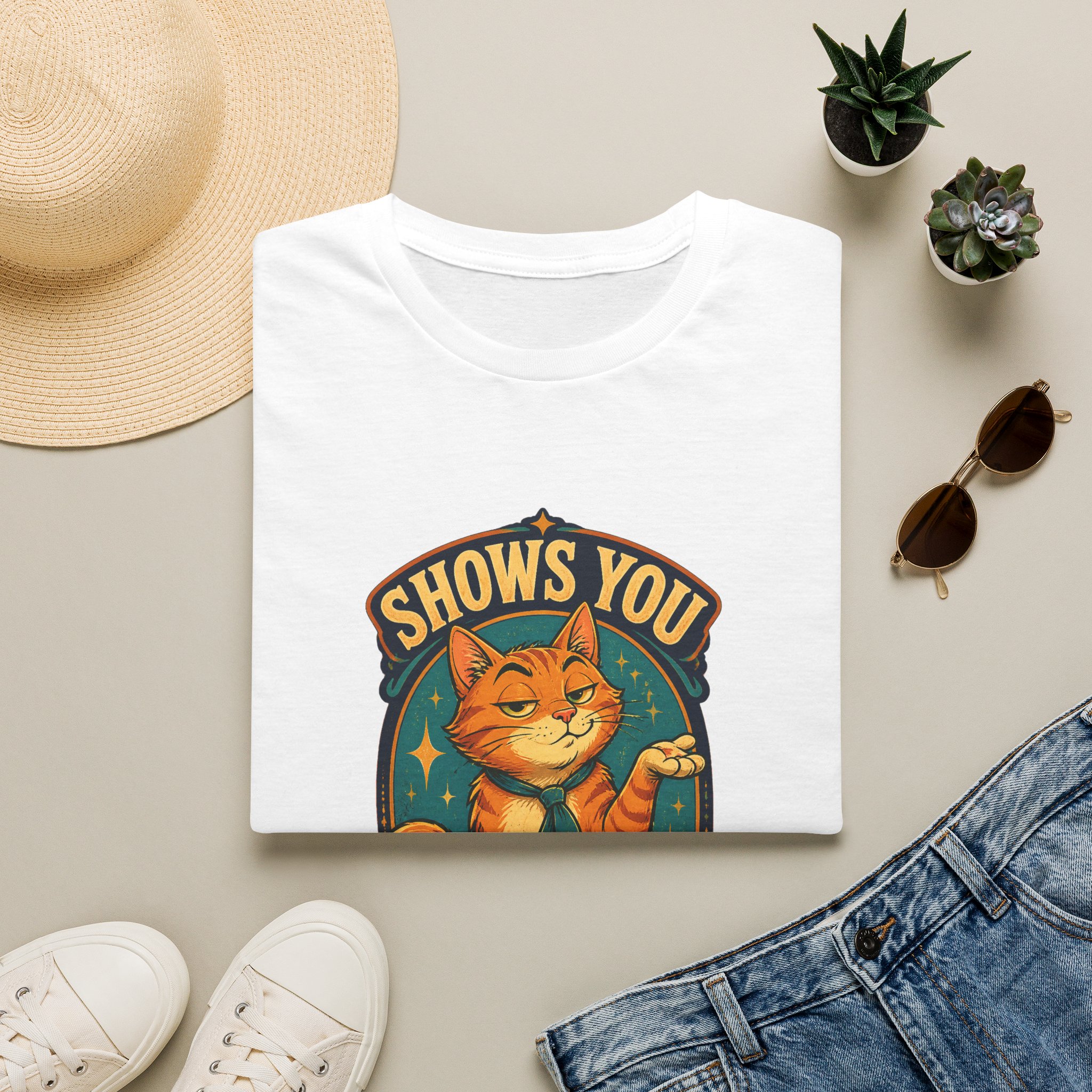 Cat Illustration Shows You What You Know T-Shirt | Retro Orange Cat Tee - Image 2