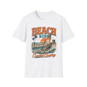 Beach Ride T-Shirt | Coastal Surf Sailboat Palm Trees