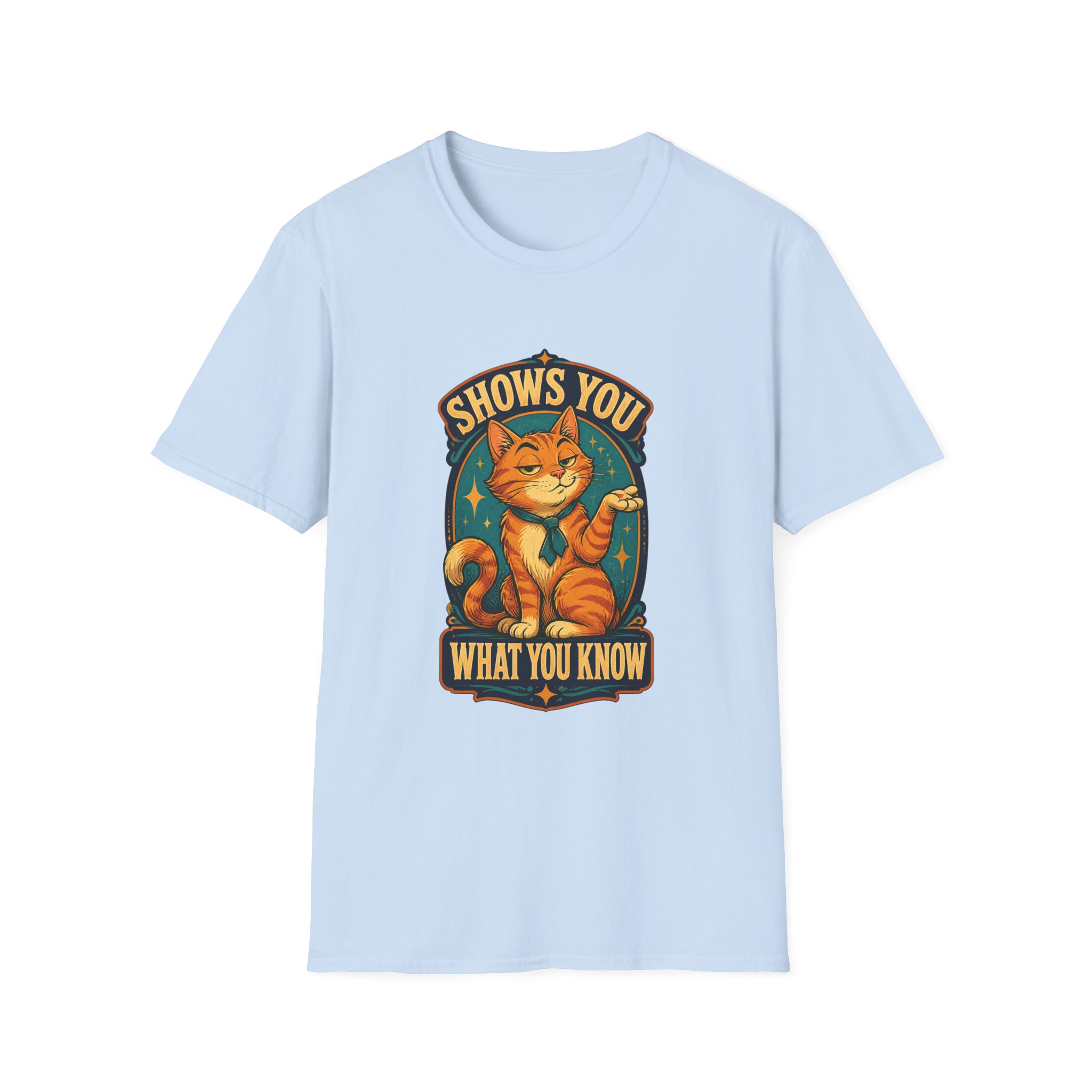 Cat Illustration Shows You What You Know T-Shirt | Retro Orange Cat Tee - Image 15