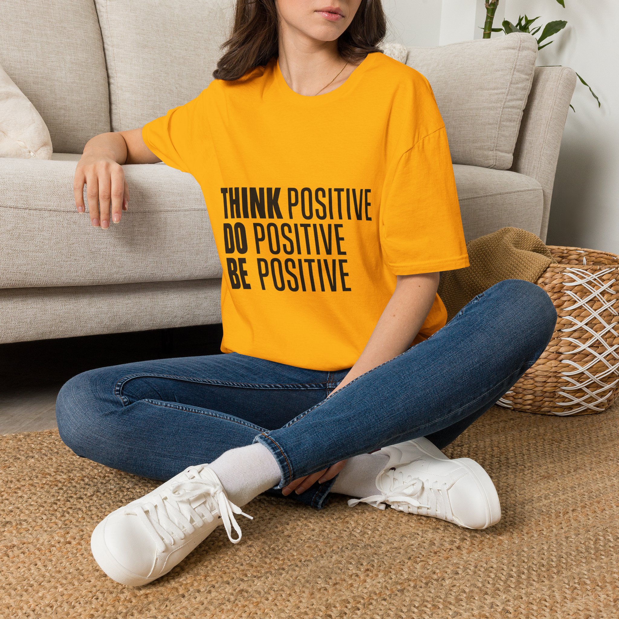 Think Positive Do Positive Be Positive T-Shirt | Motivational Typography Tee - Image 20
